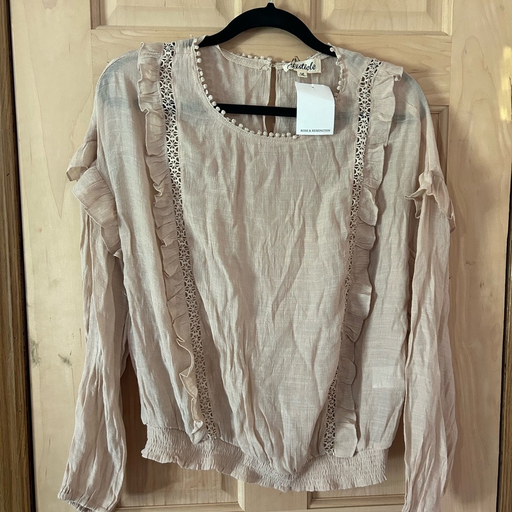 Beige long sleeve top